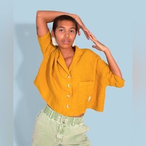 L.F.Markey Linen Shorts in Saffron